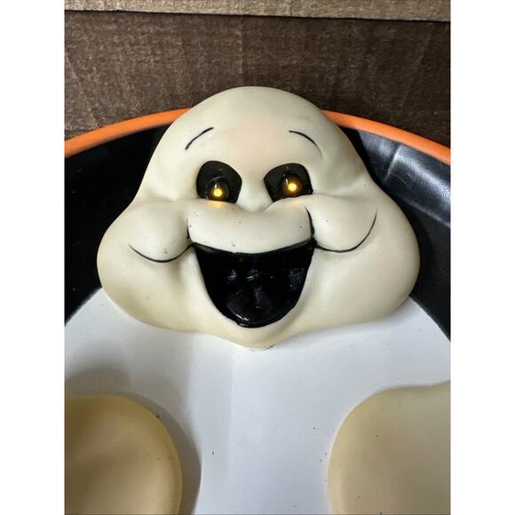 Gemmy Ghost Halloween Candy Bowl Talks Lighted Eyes Motion -Vintage - Picture 2 of 6
